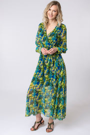 Painted floral floaty wrap dress