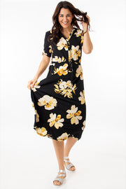 Short sleeve floral shirt dress