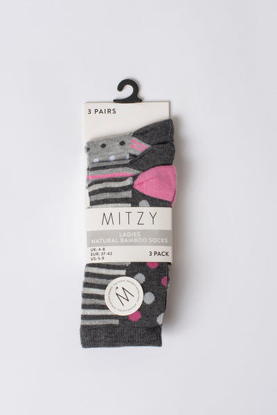 3 Pack Spot & Stripe Bamboo Socks