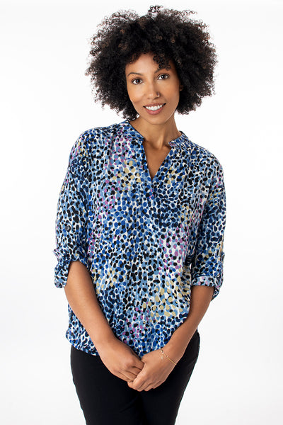 Abstract animal notch neck top