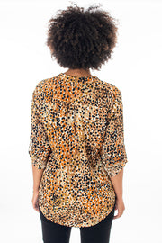 Abstract animal notch neck top
