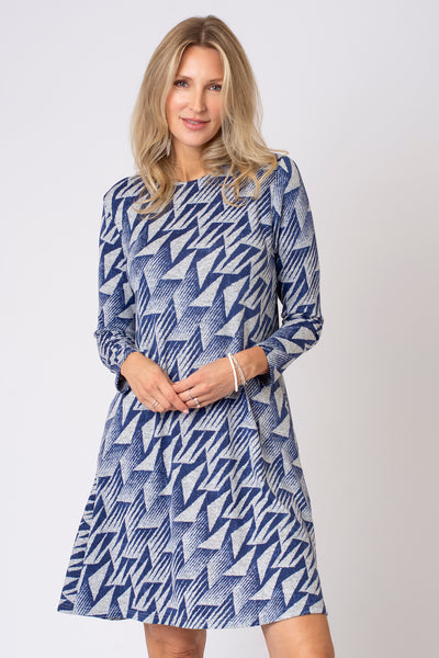 Abstract Geo Print Swing Dress