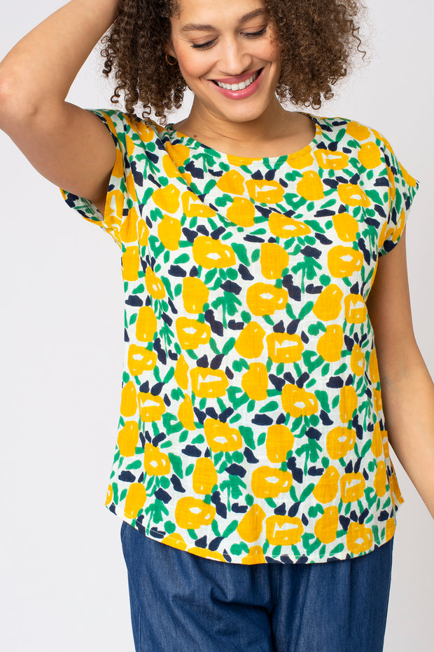 Abstract Tulip Woven Slub Tee