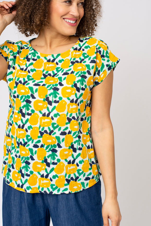 Abstract Tulip Woven Slub Tee