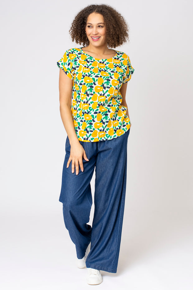 Abstract Tulip Woven Slub Tee