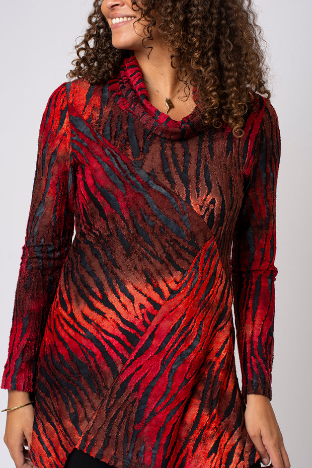 Animal Burnout Cowl Neck Top
