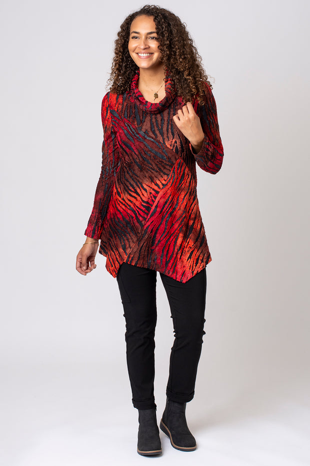 Animal Burnout Cowl Neck Top