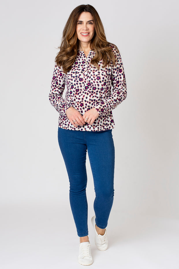 Animal Half Placket Top