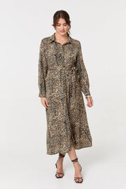 Animal Print Shirt Dress