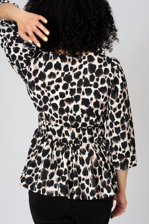 Animal Print Peplum Top