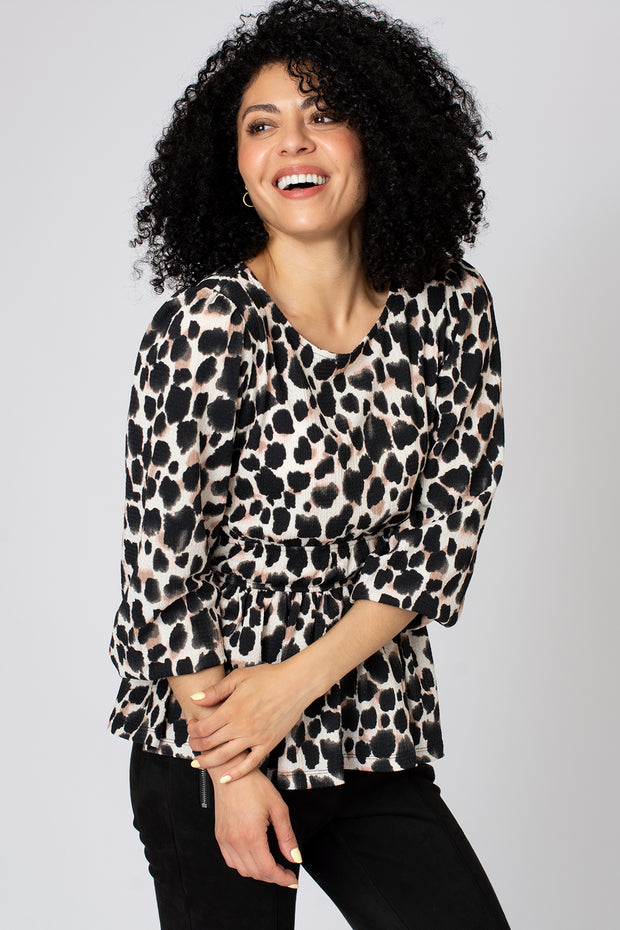 Animal Print Peplum Top