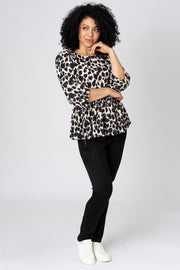 Animal Print Peplum Top