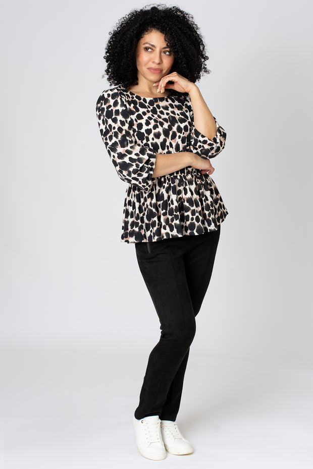 Animal Print Peplum Top