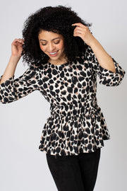Animal Print Peplum Top