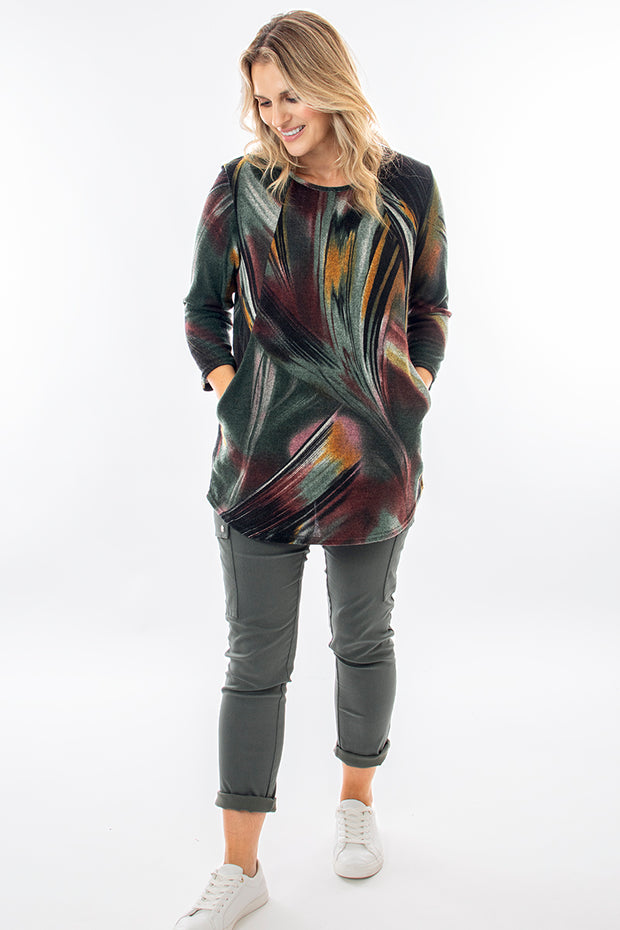 Autumn feather pocket tunic