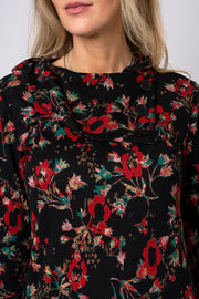 Autumn Floral Split Cowl Neck Top
