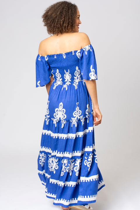 Baroque Print Tiered Dress