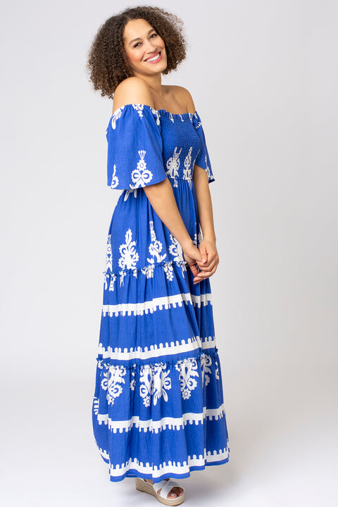 Baroque Print Tiered Dress