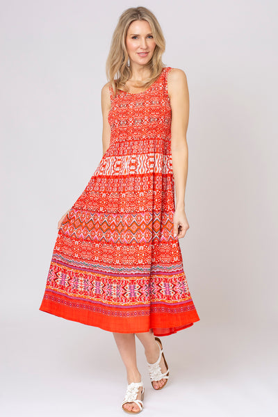 Batik stripe crinkle dress
