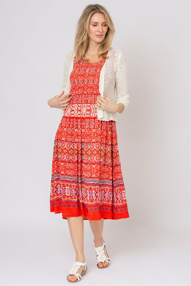 Batik stripe crinkle dress