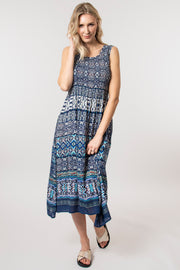 Batik stripe crinkle dress