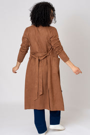 Belted Faux Suede Coat