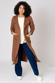 Belted Faux Suede Coat