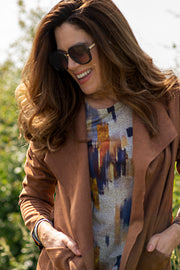 Belted Faux Suede Coat