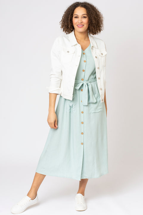 Belted Pocket Midi Shirt Dress