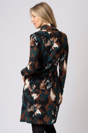 Blurry Abstract Print Cowl Neck Dress