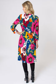 Bold Autumn Floral Shirt Dress