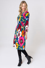 Bold Autumn Floral Shirt Dress