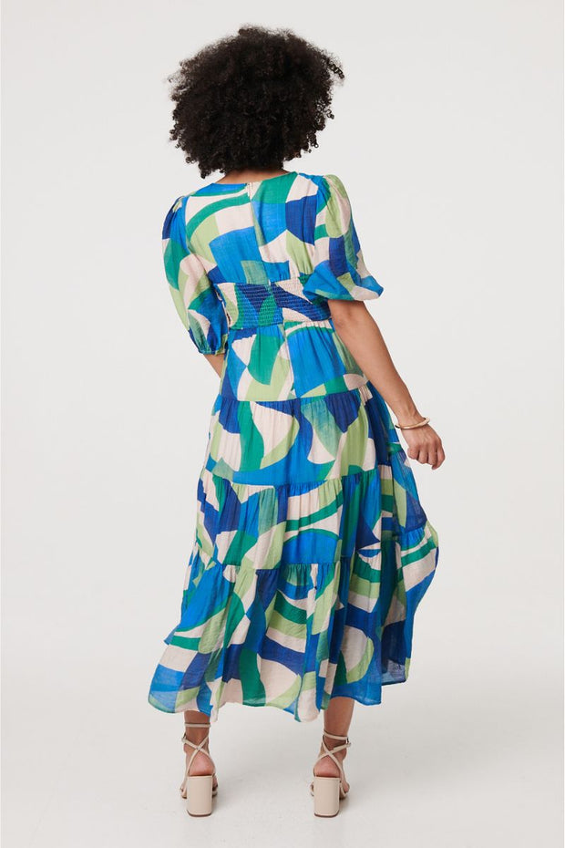 Bold Shapes Tiered Ruche Waist Dress