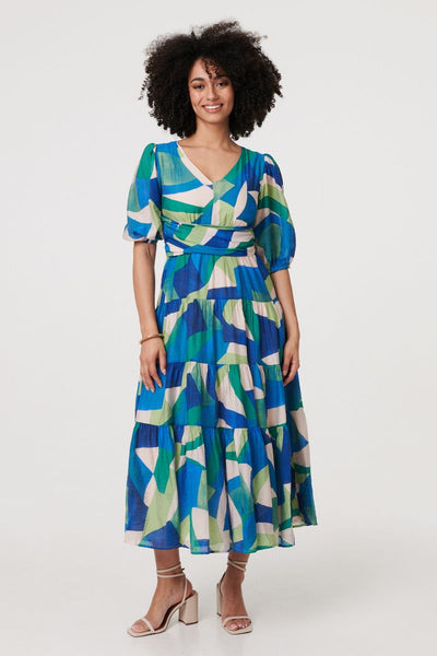 Bold Shapes Tiered Ruche Waist Dress