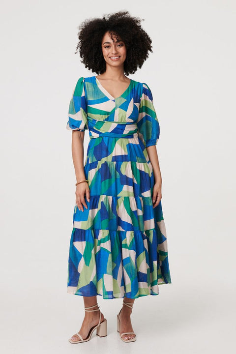 Bold Shapes Tiered Ruche Waist Dress