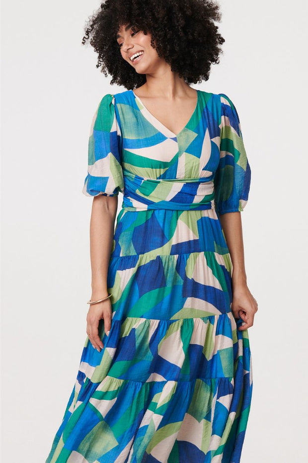 Bold Shapes Tiered Ruche Waist Dress