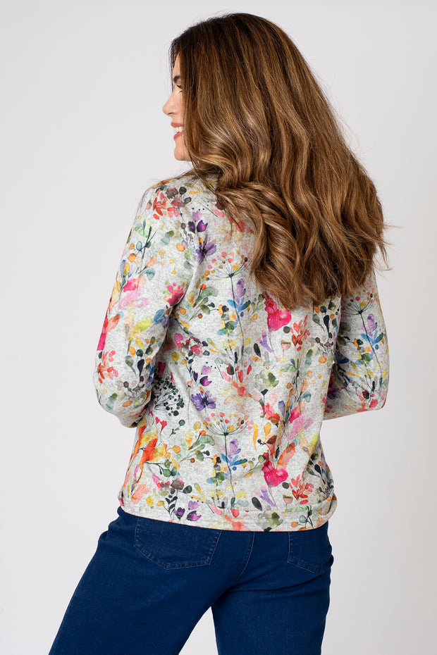 Bright Meadow Print Brushed Top