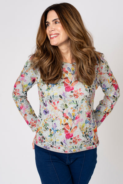 Bright Meadow Print Brushed Top