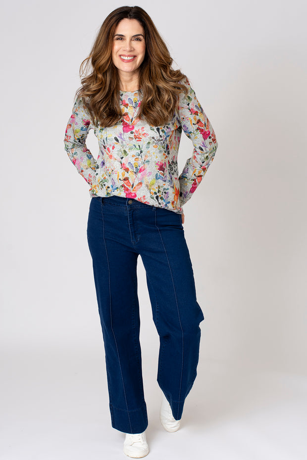Bright Meadow Print Brushed Top