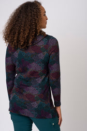 Bright Mini Spots Split Cowl Neck Top