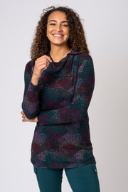Bright Mini Spots Split Cowl Neck Top