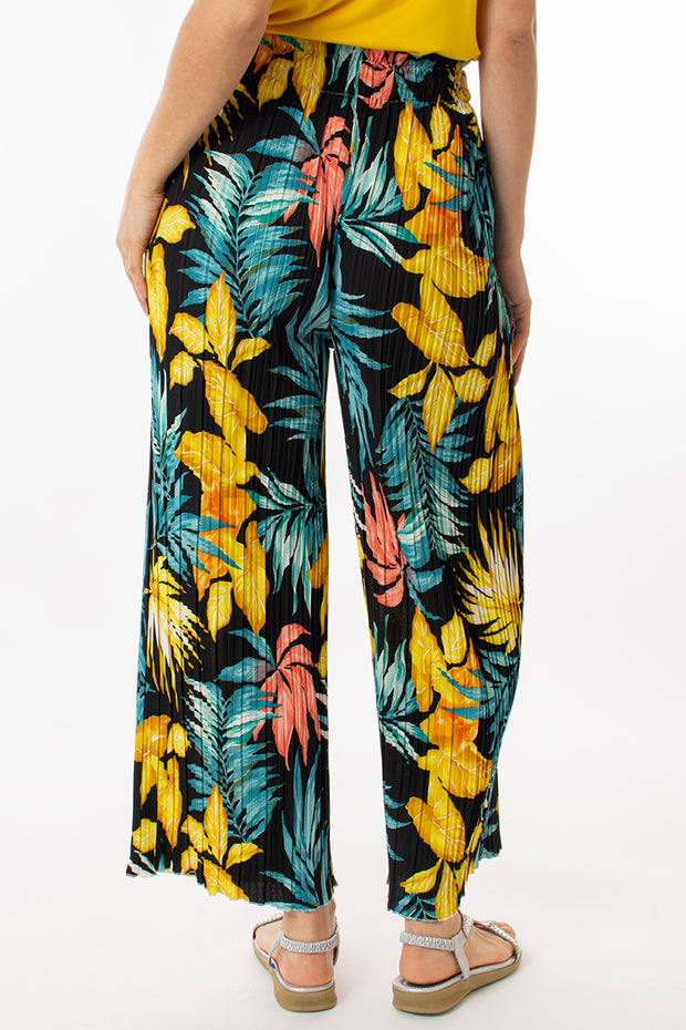 Tropical pleated crop trousers