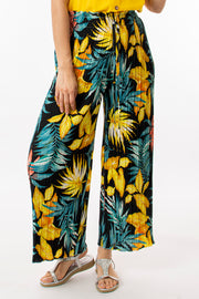 Tropical pleated crop trousers