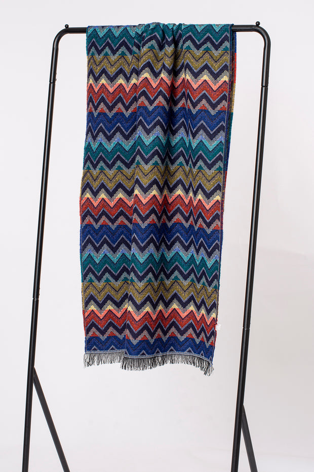 Bright Zig Zag Woven Jacquard Scarf