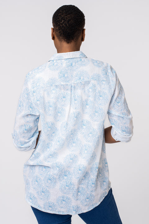 Broken circle print longline shirt