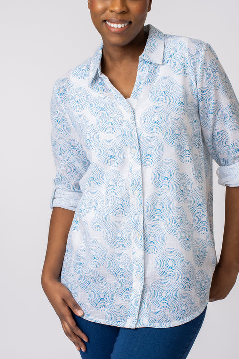 Broken circle print longline shirt