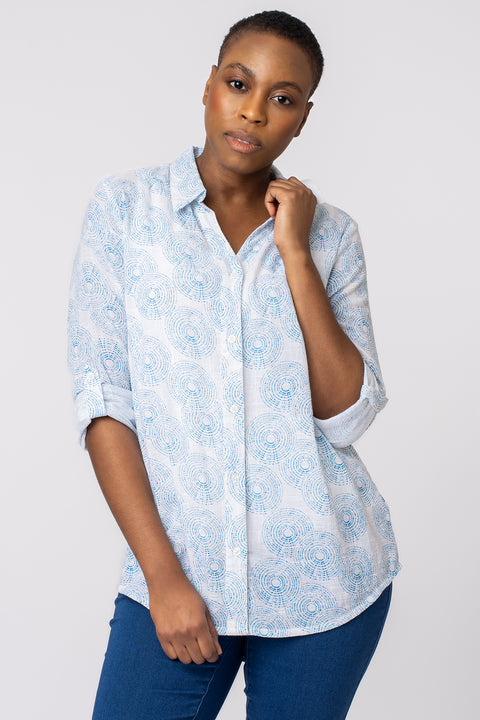 Broken circle print longline shirt