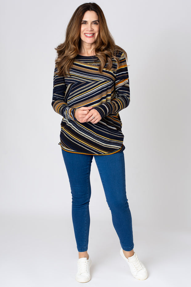 Brushed Cut About Stripe Top