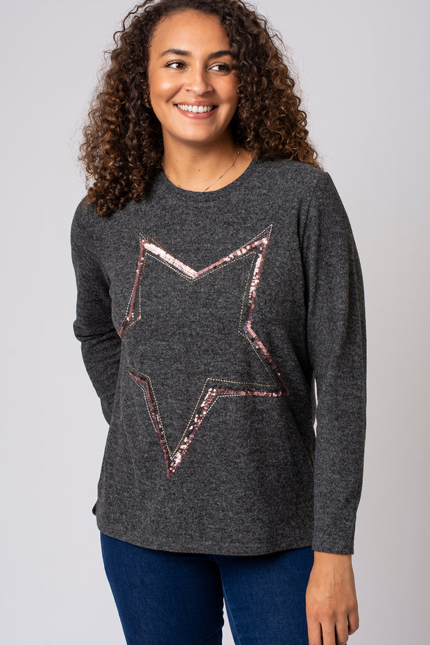Brushed Sequin Star Top