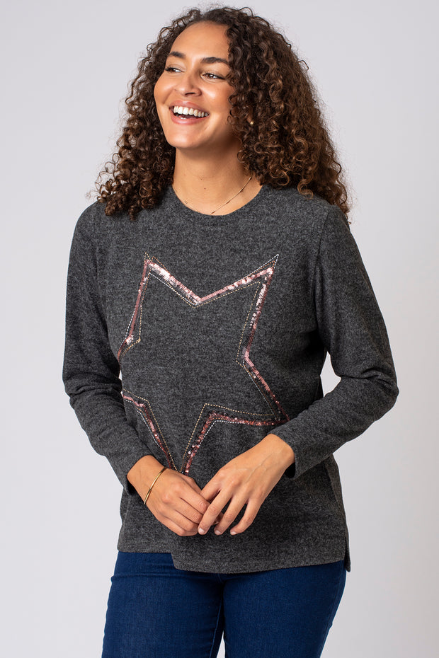 Brushed Sequin Star Top